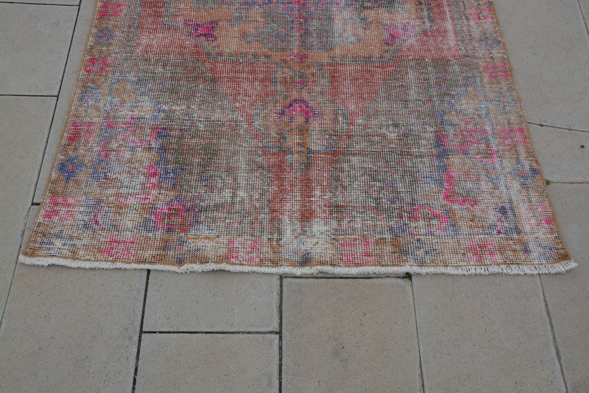 Pink Turkish Carpets for Sale, Turkish Oushak Rug, Antique Turkish Carpets, Handmade Kilim Rug, Handmade Area Rugs,   3.9 x 6.8  Feet AG1097