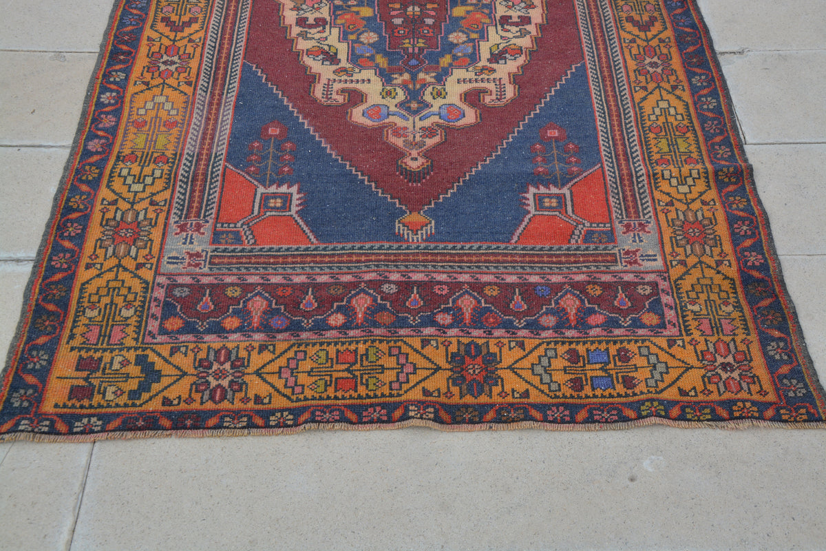 Turkish Floor Rugs, Affordable Turkish Rugs, Turkish Oushak Rug, Blue Oriental Rugs, Sisal Area Rugs,     4.4 x 8.2  Feet AG1099