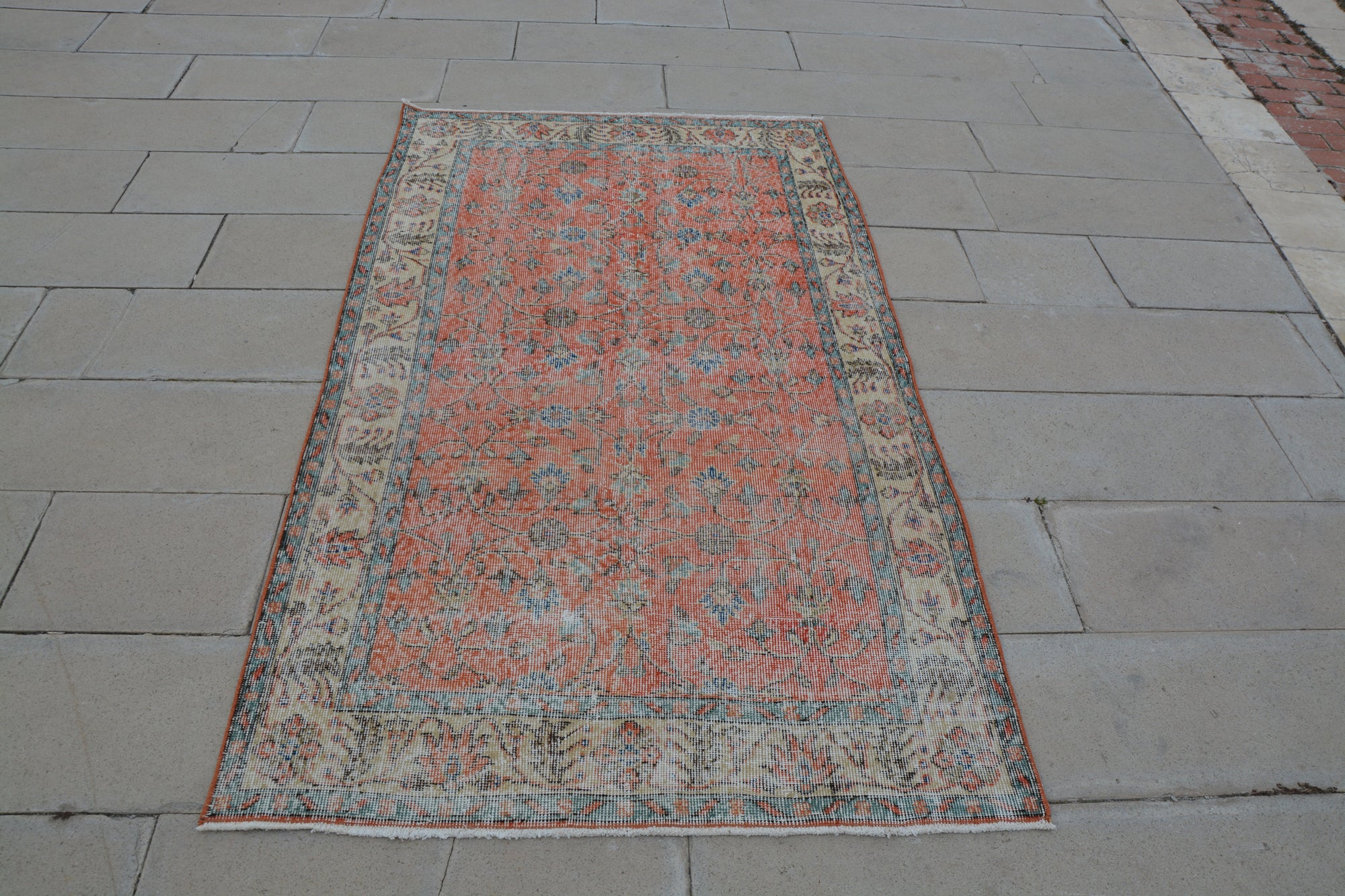 Antique Anatolian Rugs, Oriental Style Carpets, Faded Turkish Rugs, Bohemian Floor Rugs, Oriental Carpets & Rugs,   3.9 x 7.3  Feet AG1113