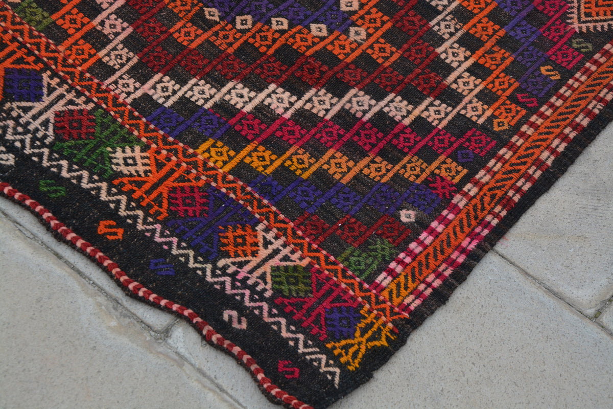 Antique Kilim, Turkish Rug, Red and Blue Turkish Rug, Wool Shag Rug, Rainbow Turkish Rug, Authentic Oriental Rugs,    4.5 x 7.2  Feet AG1115