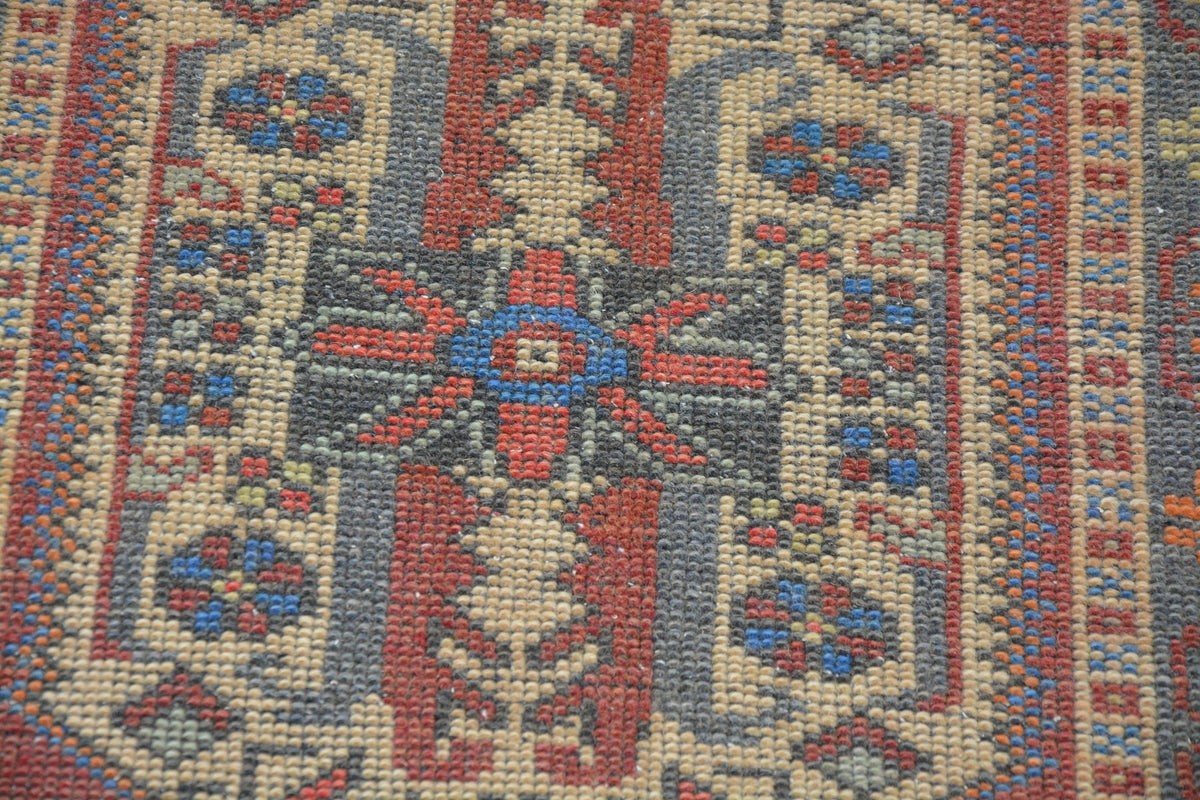 Turkish Rug,Turkish Vintage Low Pile Organic Rug, Handmade Rug, Salon Decorative Rug, Wool Rug, Free Shipping,     1.8 x 3.5 Feet AG1126
