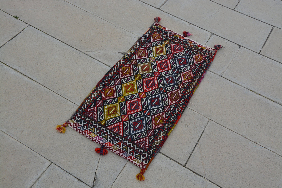 Turkish Style Rugs, Flat Woven Turkish Rug, Rainbow Oriental Rugs, Middle Eastern Carpets, Asian Wool Rugs,   1.5 x 2.8 Feet AG1143