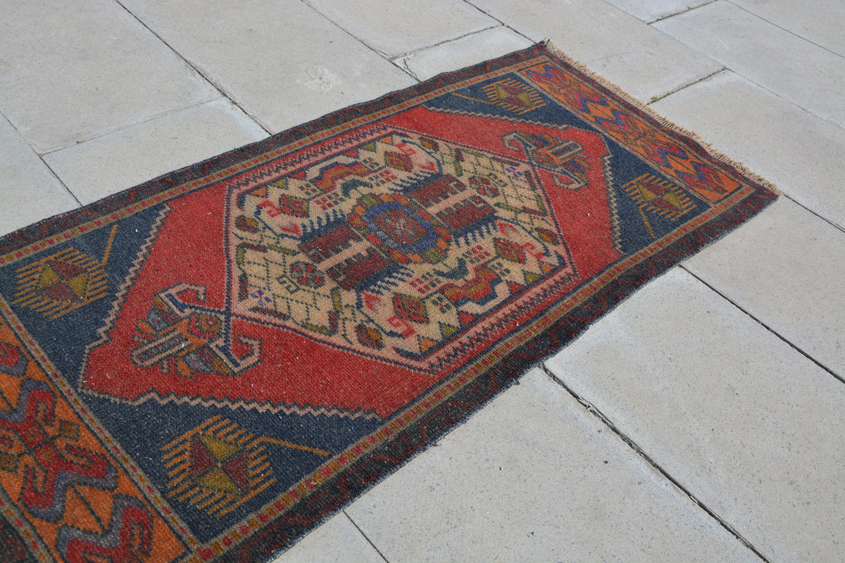 Turkish Rug,Bohemian Rug, Small Carpet, Handmade Small Rug, Small Area Rug, Oushak Small Rug,       1.7 x 3.8 Feet AG1233