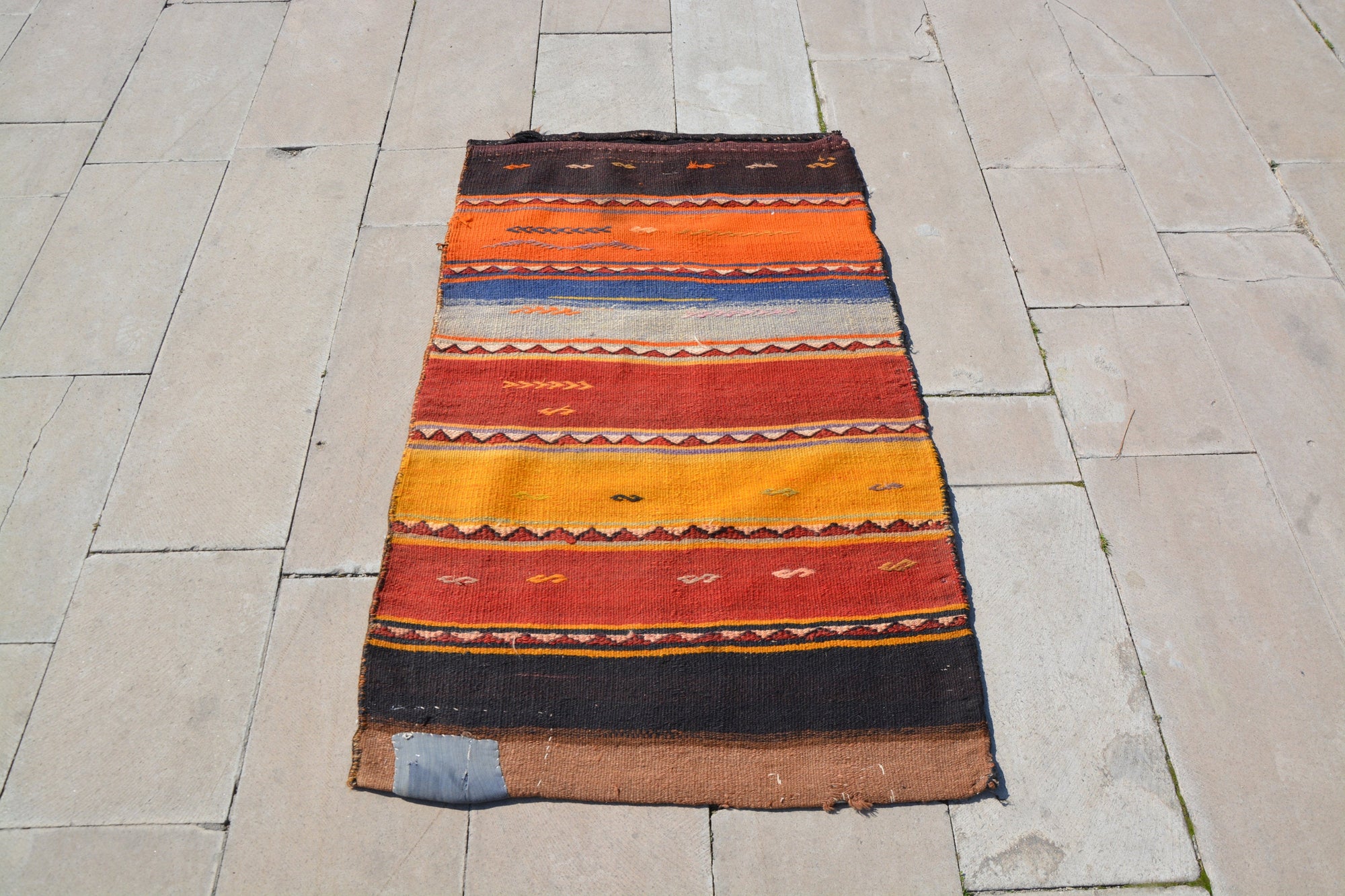 Antique Kilim Chuval, Turkish Pillows, Bohemian Chuval, Handwoven Chuval,   Oushak Kilim Rug,        2.6 x 4.5 Feet AG1286