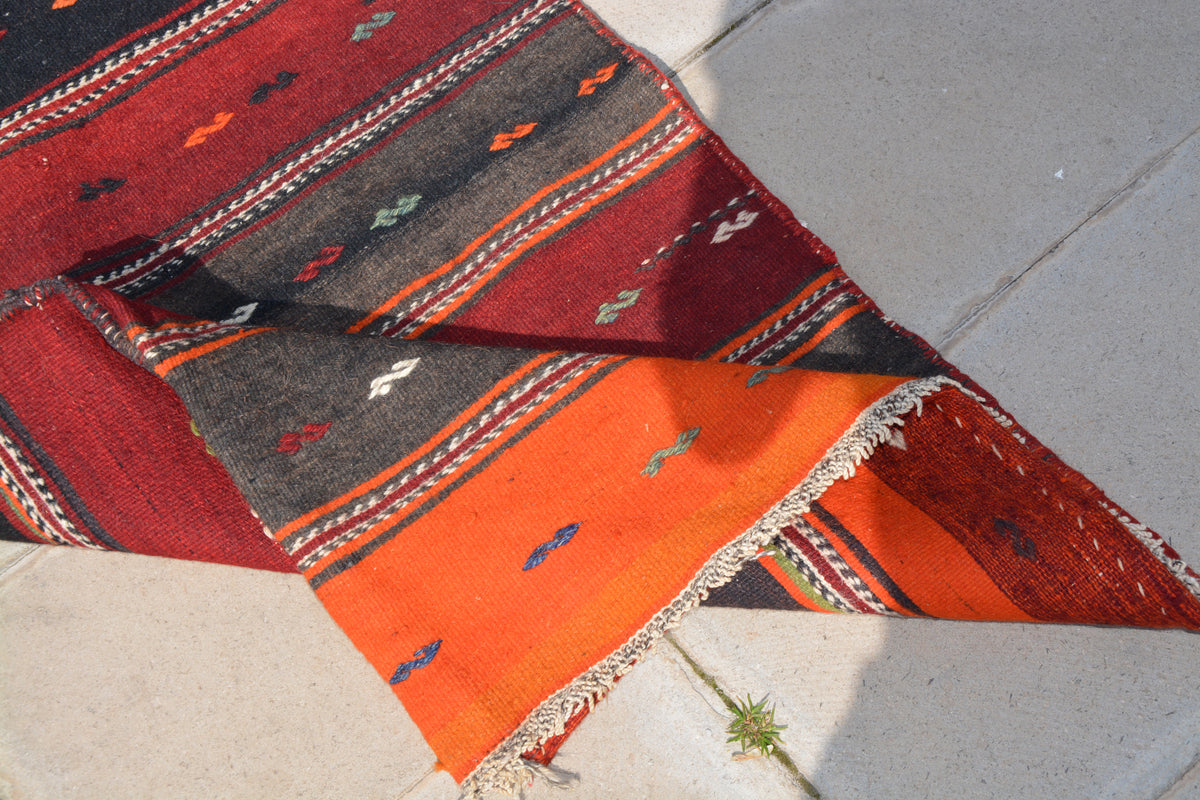 Turkish Kilim Chuval, Turkish Kilims, Chuval Sack Bag,  Turkish Grain Sack, Turkish Textile,         2.2 x 4.1 Feet AG1288