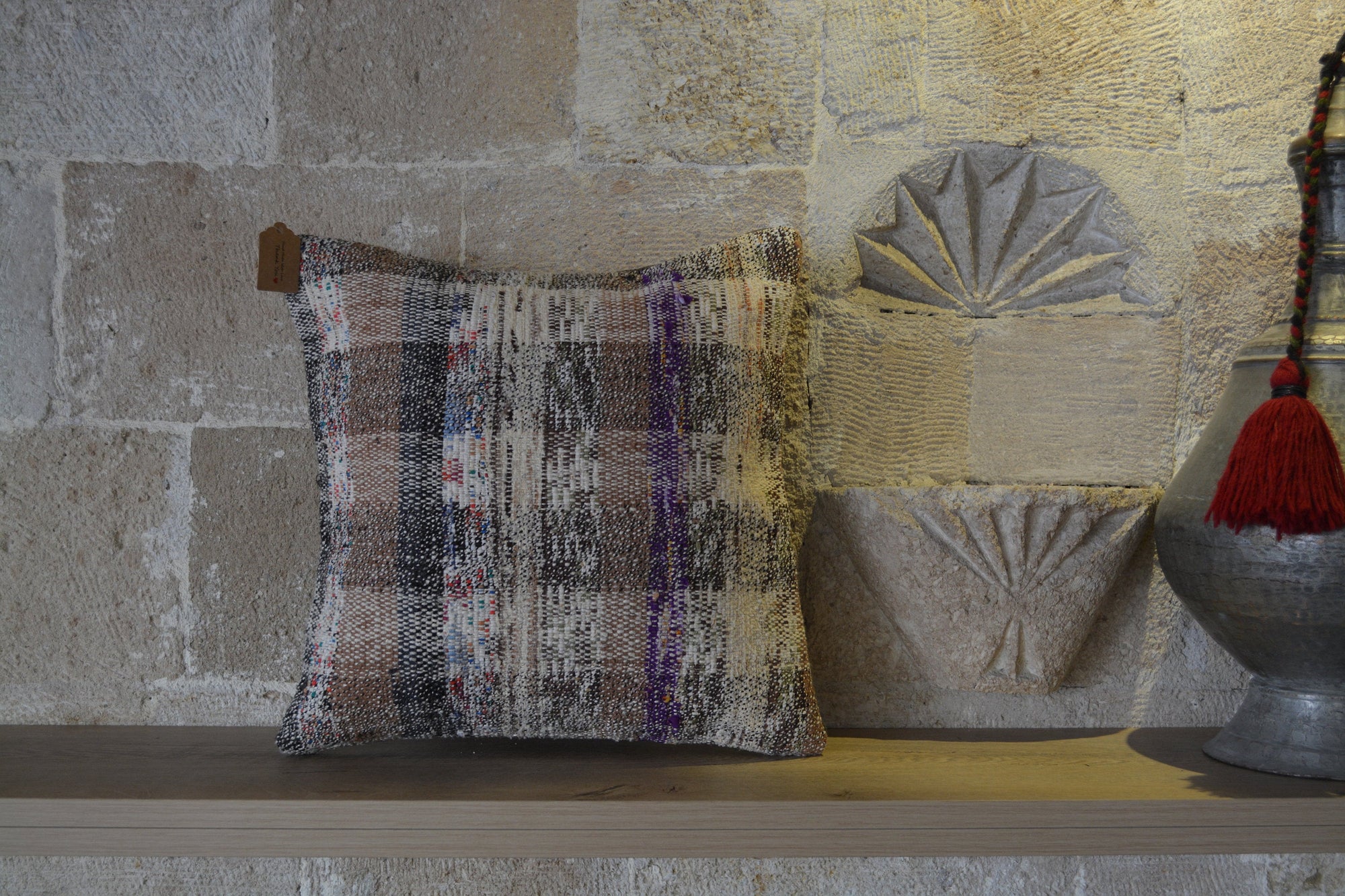 Turkish Cushions, Cactus Wool Cushion, Bespoke Kilim Pillows, Abra Wool Cushion, Cushion Rug, Vintage Kilims,        16”x16” - EA125