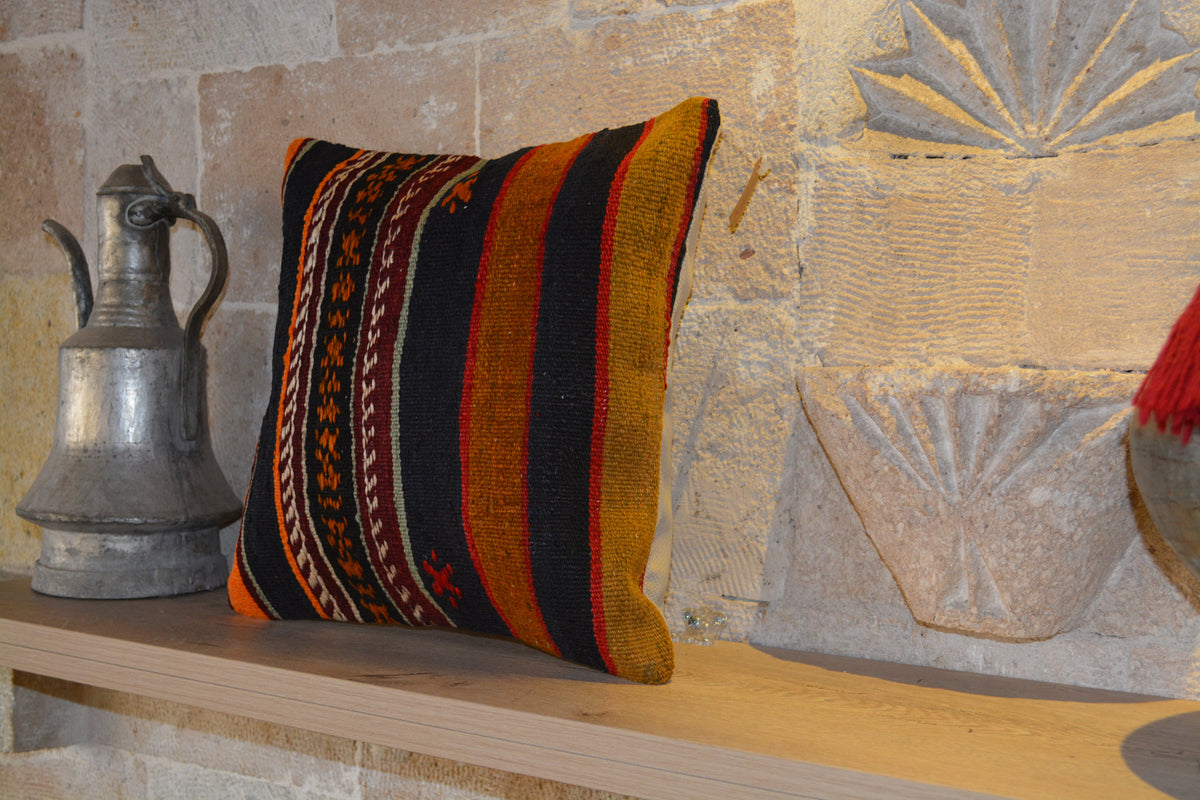 Turkish Cushions, Hand Woven Cushion, Pin Cushion, Berber Cushion Cover, Custom Cushion Cover, Kilim Pillow 40x40 cm,     16”x16” - EA175