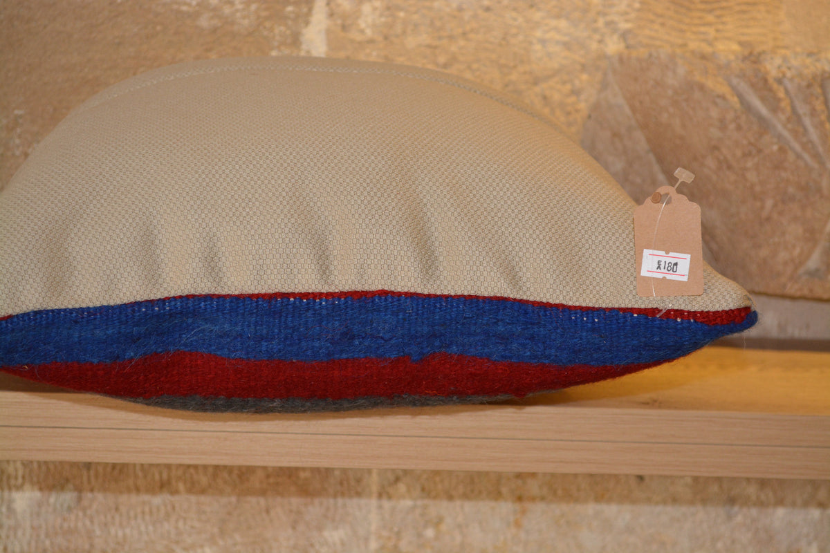 Floor Cushion Cover, Orange Kilim Pillow, Turkish Kilim Cover, Vintage Kilim, Patchwork Cushion, Boho Cushion,         16”x16” - EA180