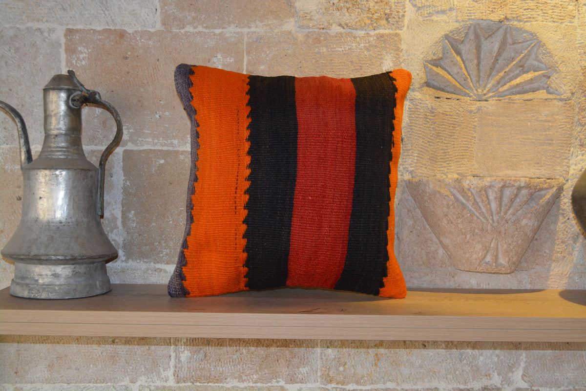 Hand Woven Red Kilim Pillow, Throw Pillow Covers, Designer Cushion, Bright Kilim Pillows, Cushion Kilim,          16”x16” - EA181