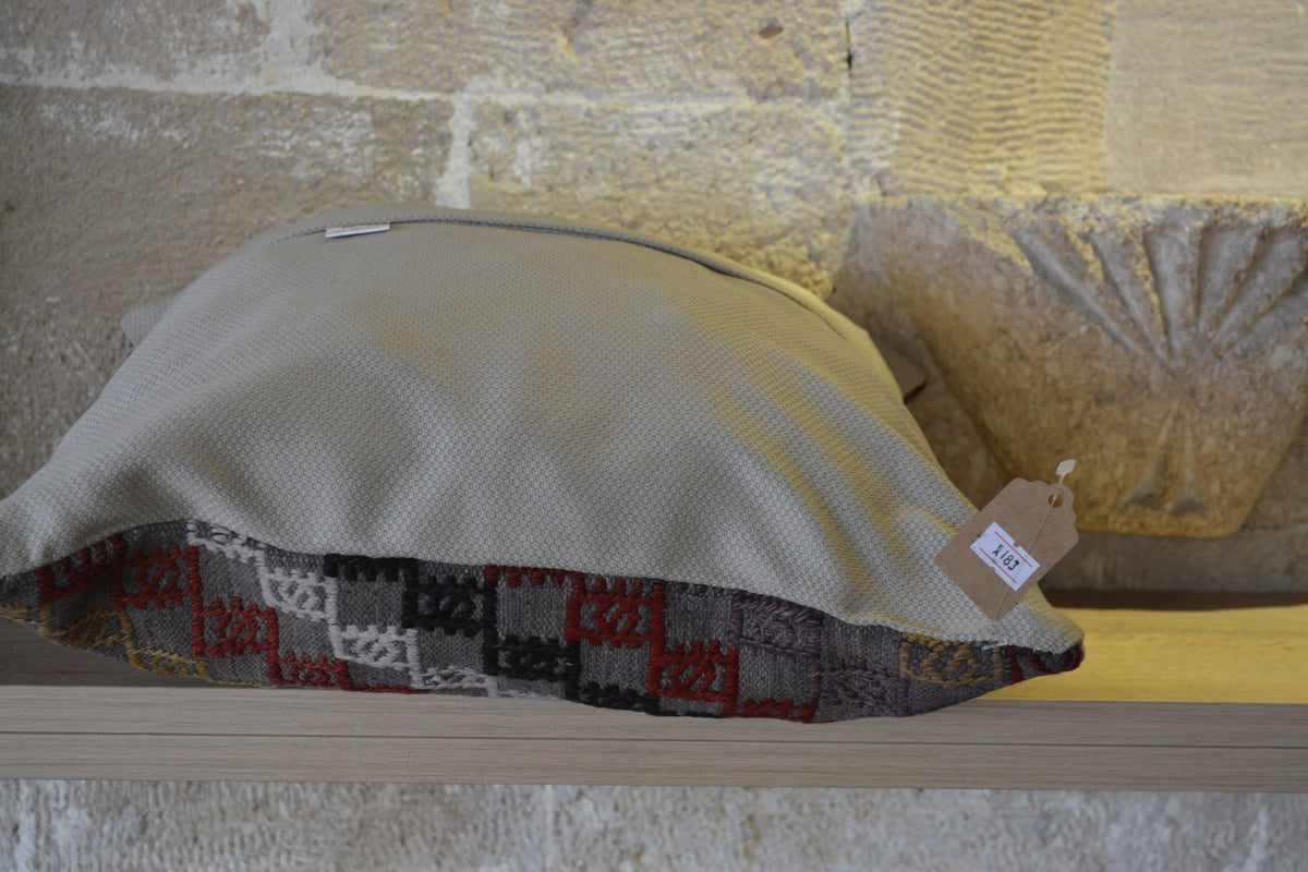 Old Kilim Pillow, Kilim Pillow Red, Seat Cushion, Camper Cushion Cover, Meditation Cushion, Square Cushion,          16”x16” - EA183