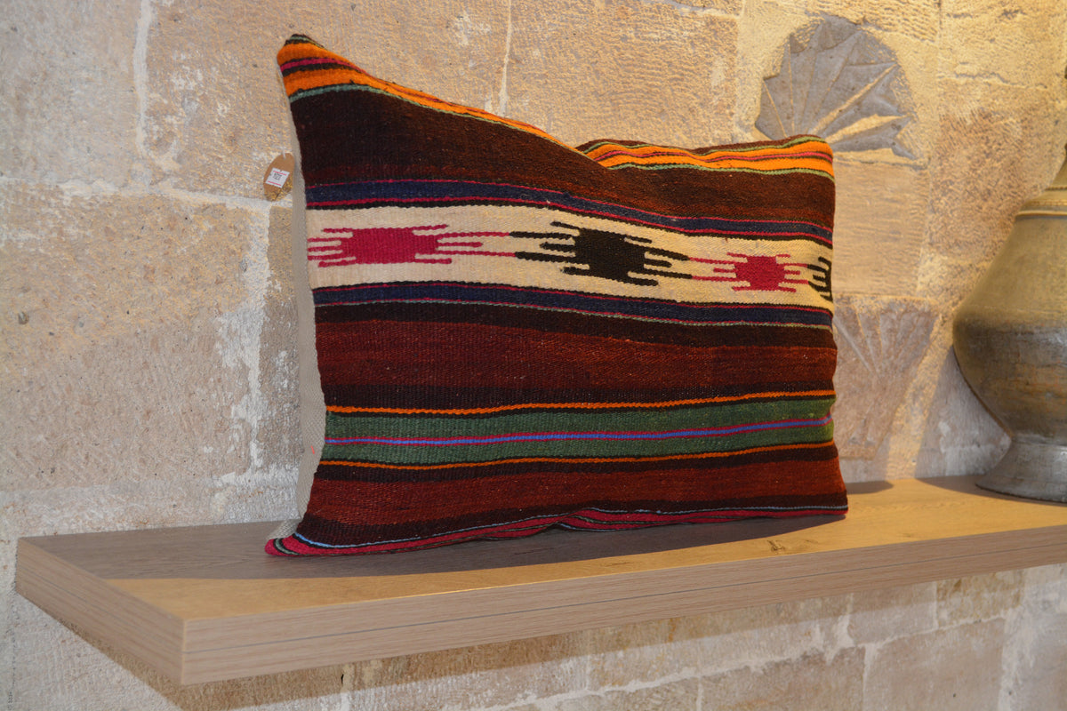 Boho Pillow, Beautiful Pillow, Anatolian Kilim, Kilim Lumbar Pillow, Turkish Pillow, Rug Pillow, Pillows,      16”x24” - EA204