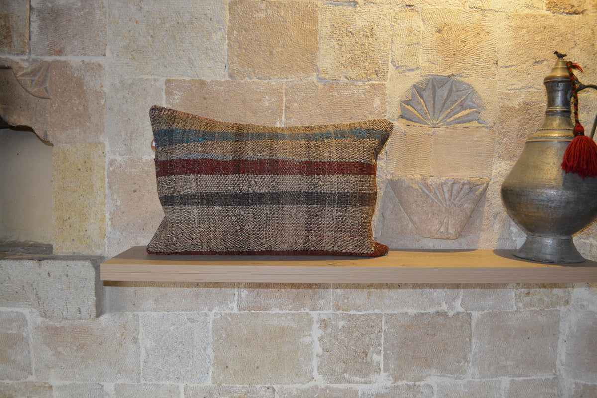 Bohemian  Hand Knotted Cushion, Handmade  Large Cushion, Turkish Boho Cushion, Home Cushion,      16”x24” - EA226