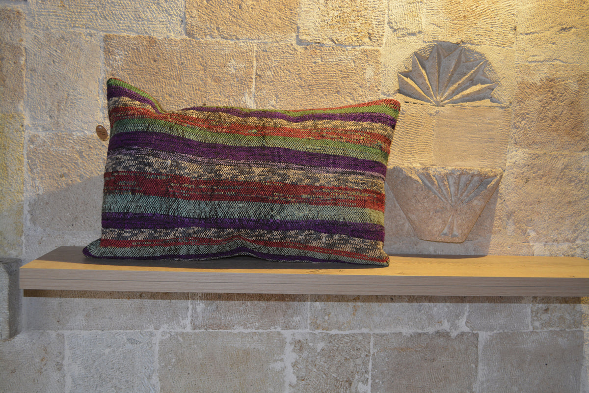 Bohemian Cushion, Tribal Faded Cushion, Kilim Throw Pillow, Vintage Pillows, Accent Pillows, Vintage Pillow Cover,      16”x24” - EA336