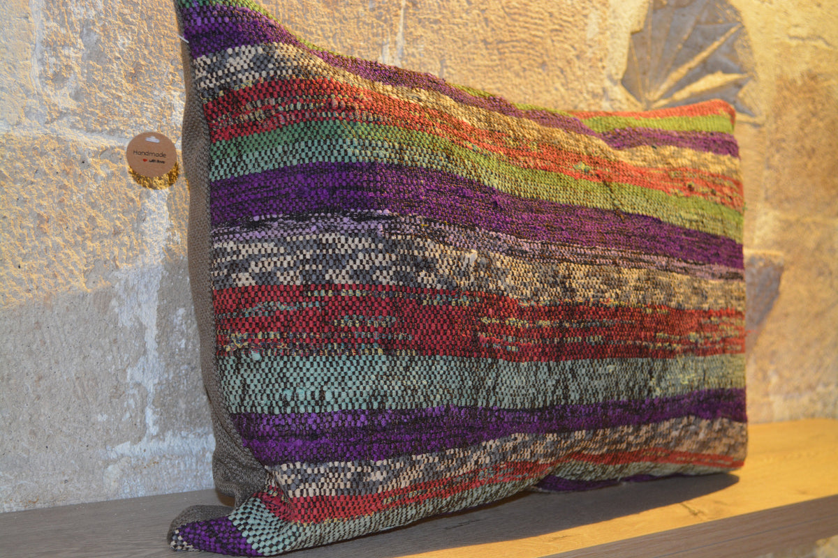 Bohemian Cushion, Tribal Faded Cushion, Kilim Throw Pillow, Vintage Pillows, Accent Pillows, Vintage Pillow Cover,      16”x24” - EA336