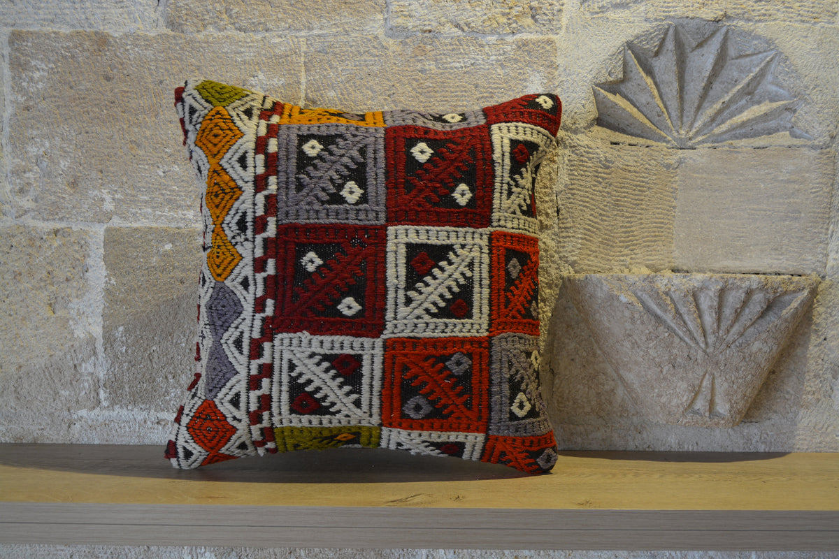 Hand Woven Cushion, Pin Cushion, Berber Cushion Cover, Custom Cushion Cover, Kilim Pillow 20x20,         16”x16”- EA400