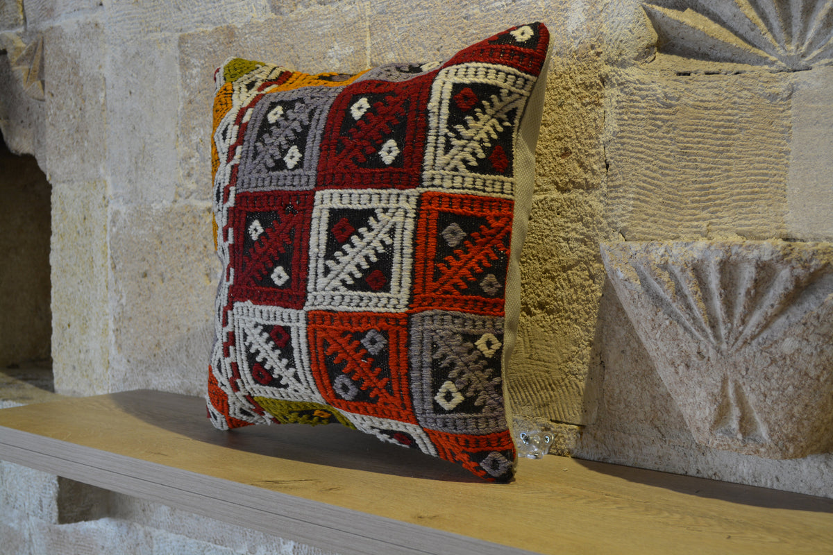 Hand Woven Cushion, Pin Cushion, Berber Cushion Cover, Custom Cushion Cover, Kilim Pillow 20x20,         16”x16”- EA400