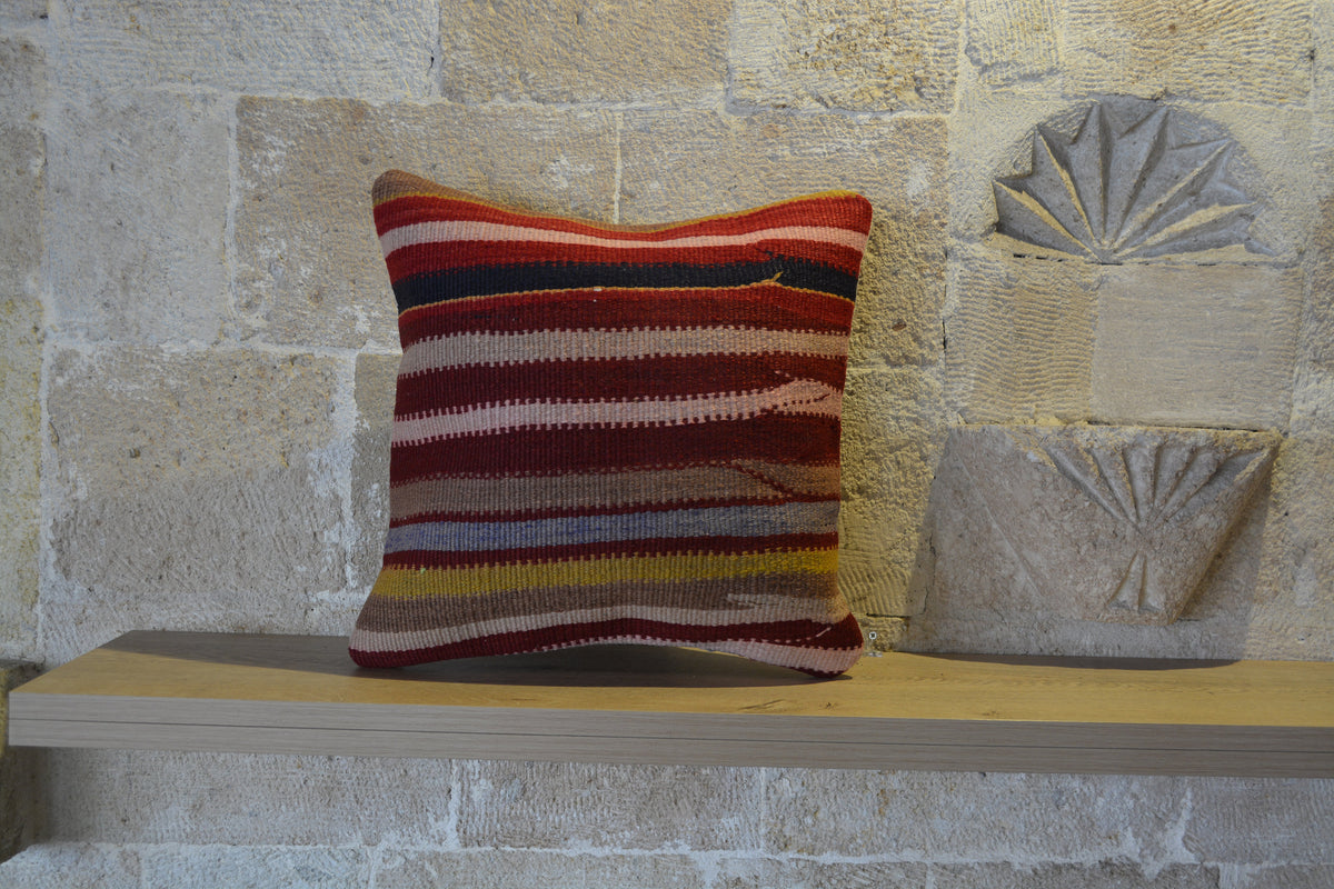 Decorative Pillow, Kilim Cushion, Kilim Pillows, Throw Pillow, Turkish Kilim Pillow, Decorative Pillows, Pillow Cover,  16”x16”- EA426