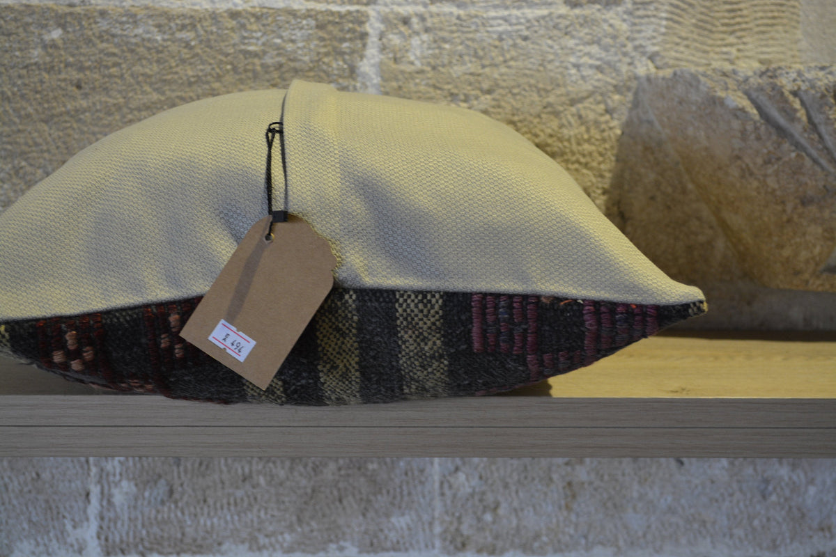 Striped Kilim Pillow, 40x40 Kilim Pillows, Handmade Kilim Case, 40x40 cm Pillow Covers, Hand Woven Kilim,            16”x16”- EA494