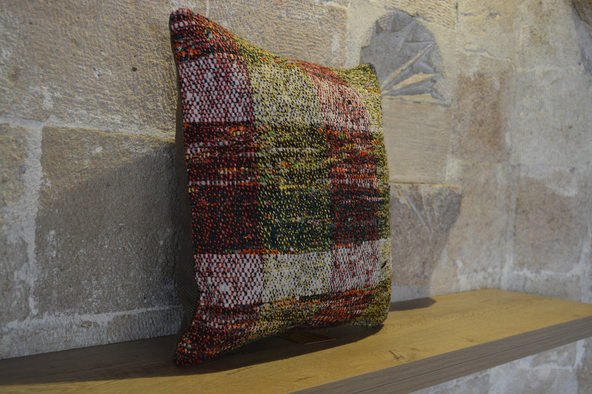Large Pillow Kilim, Kilim Pillow Color, Kilim Lumbar Pillow, Kilim Pattern, Kilim Pillow Cases, Berber Cushion,         16”x16”- EA358A