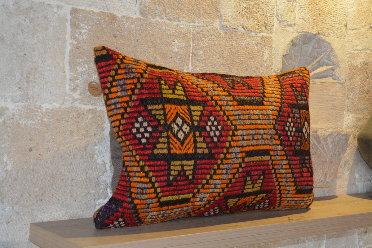Turkish Cushions, Boho Cushion, Decor Cushion, Rectangle Cushion, Floor Decor Cushion, Hand Woven Cushion,    16”x24” - EA362