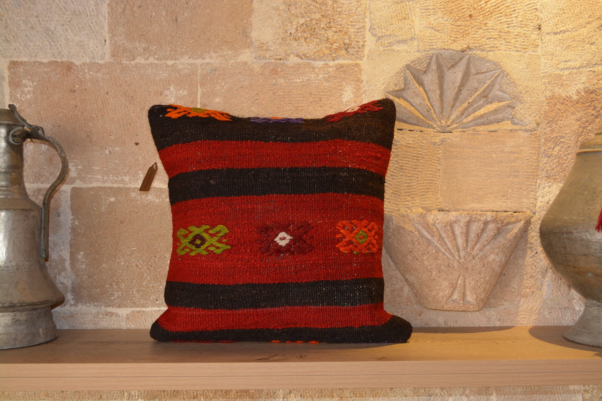 Pillow Kilim, Tribal Pillow, Lumbar Kilim Pillow, Kilim Cushion Cover, Pillows For Couch, Ethnic Pillow, Pillow Cover Kilim, 16”x16” - EA136