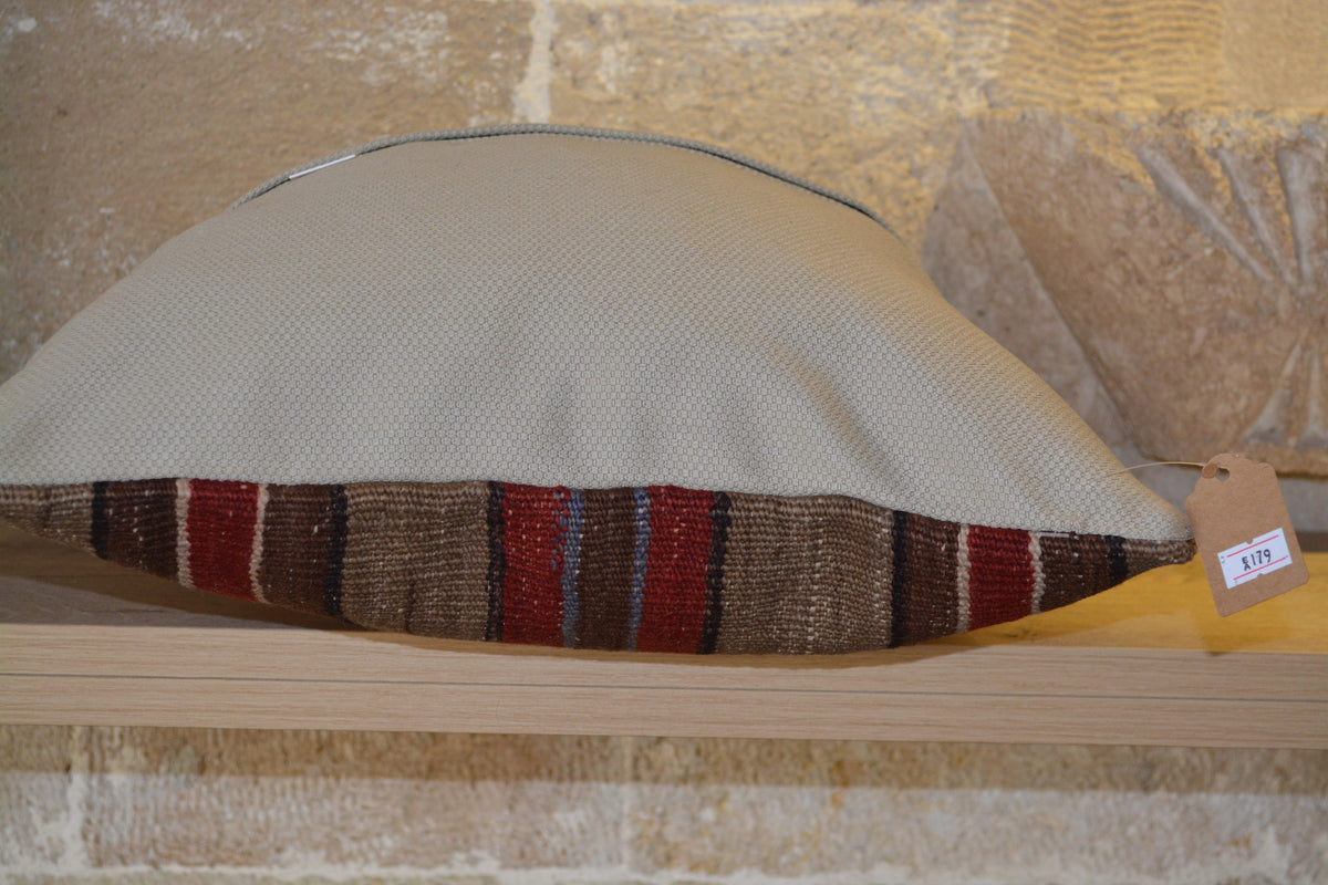 Floor Cushion Cover, Orange Kilim Pillow, Turkish Kilim Cover, Vintage Kilim, Patchwork Cushion, Boho Cushion,         16”x16” - EA179