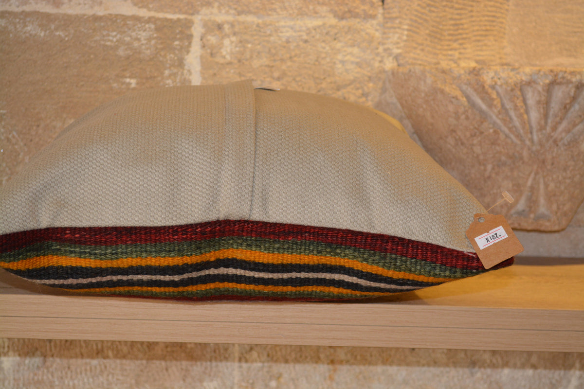 Vintage Kilim Boho Cushion, Kilim Pillow 16x16, Lumbar Kilim Pillow, Turkish Cushion, Cushion Kilim, Kilim Cushion Cover,   16”x16” - EA187