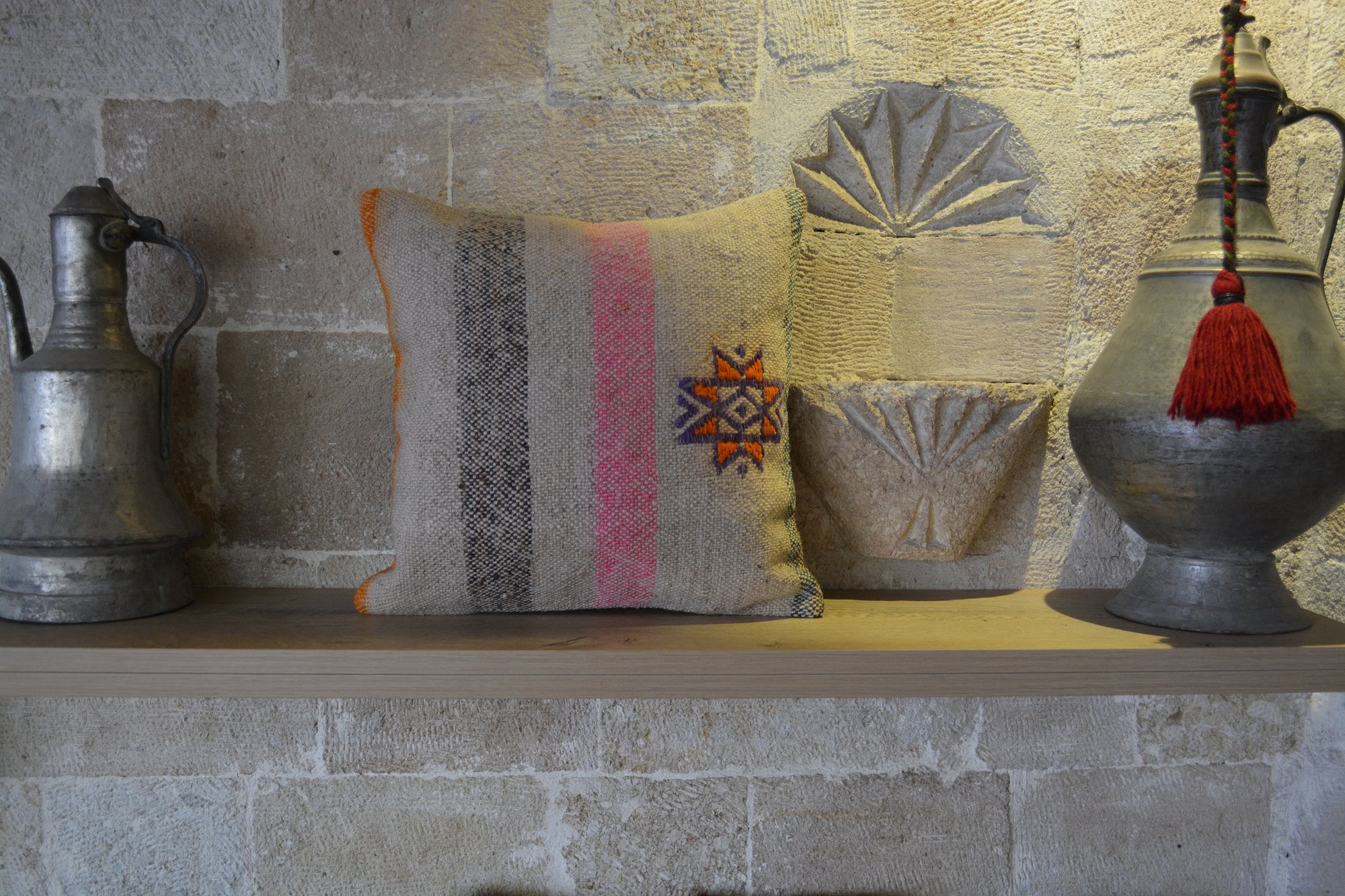 Wool Cushion, Turkish Cushions, Cactus Wool Cushion, Bespoke Kilim Pillows, Abra Wool Cushion, Cushion Rug,      16”x16” - EA194