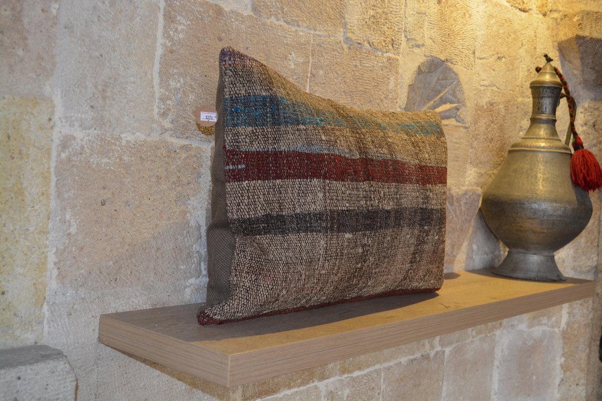 Bohemian  Hand Knotted Cushion, Handmade  Large Cushion, Turkish Boho Cushion, Home Cushion,      16”x24” - EA226