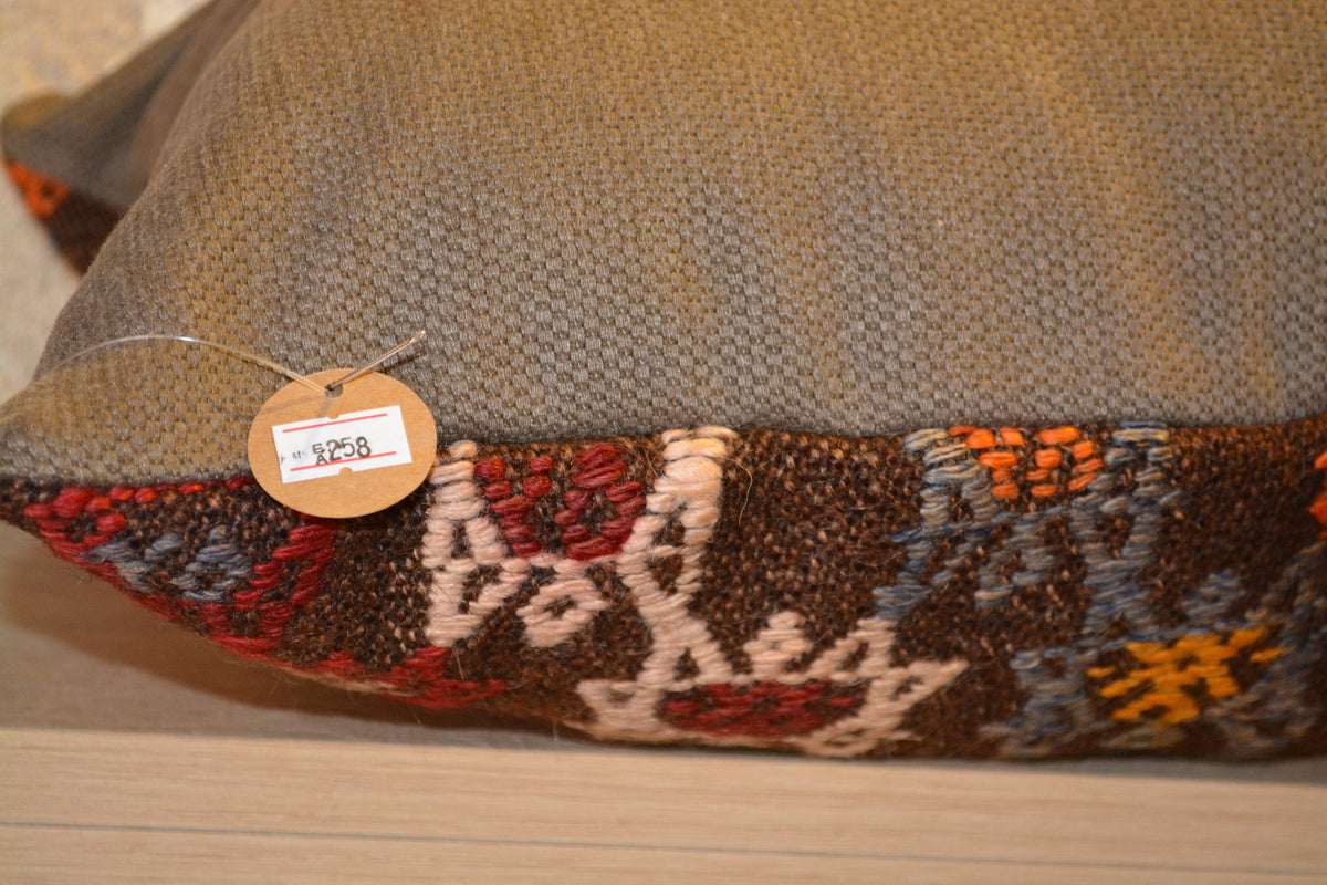Turkish Carpet Vintage Pillow Cushion, Red Carpet Turkish, Navajo Cushion, Soumak  Hand Knotted Cushion,         16”x24” - EA258