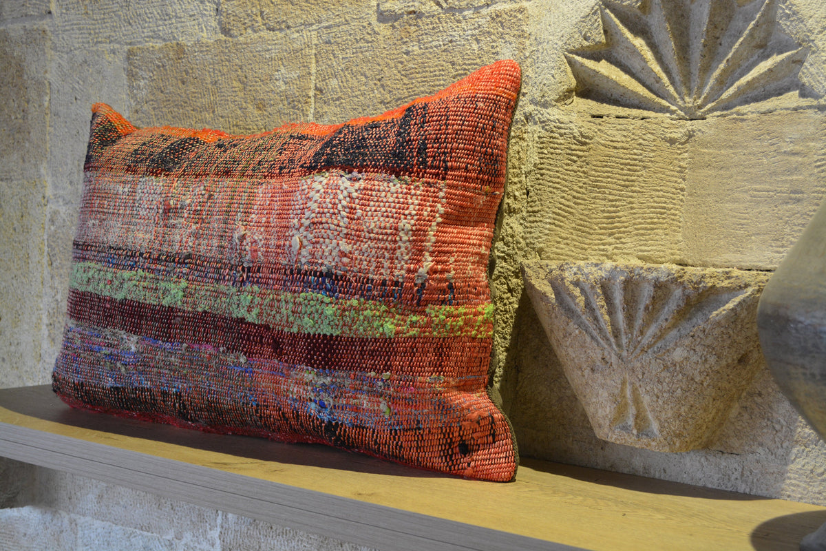 Kilim Cushion, Floor Cushion, Anatolian Cushion, Turkish Vintage Cushion, Old Cushion, Cushion Boho,           16”x24” - EA260