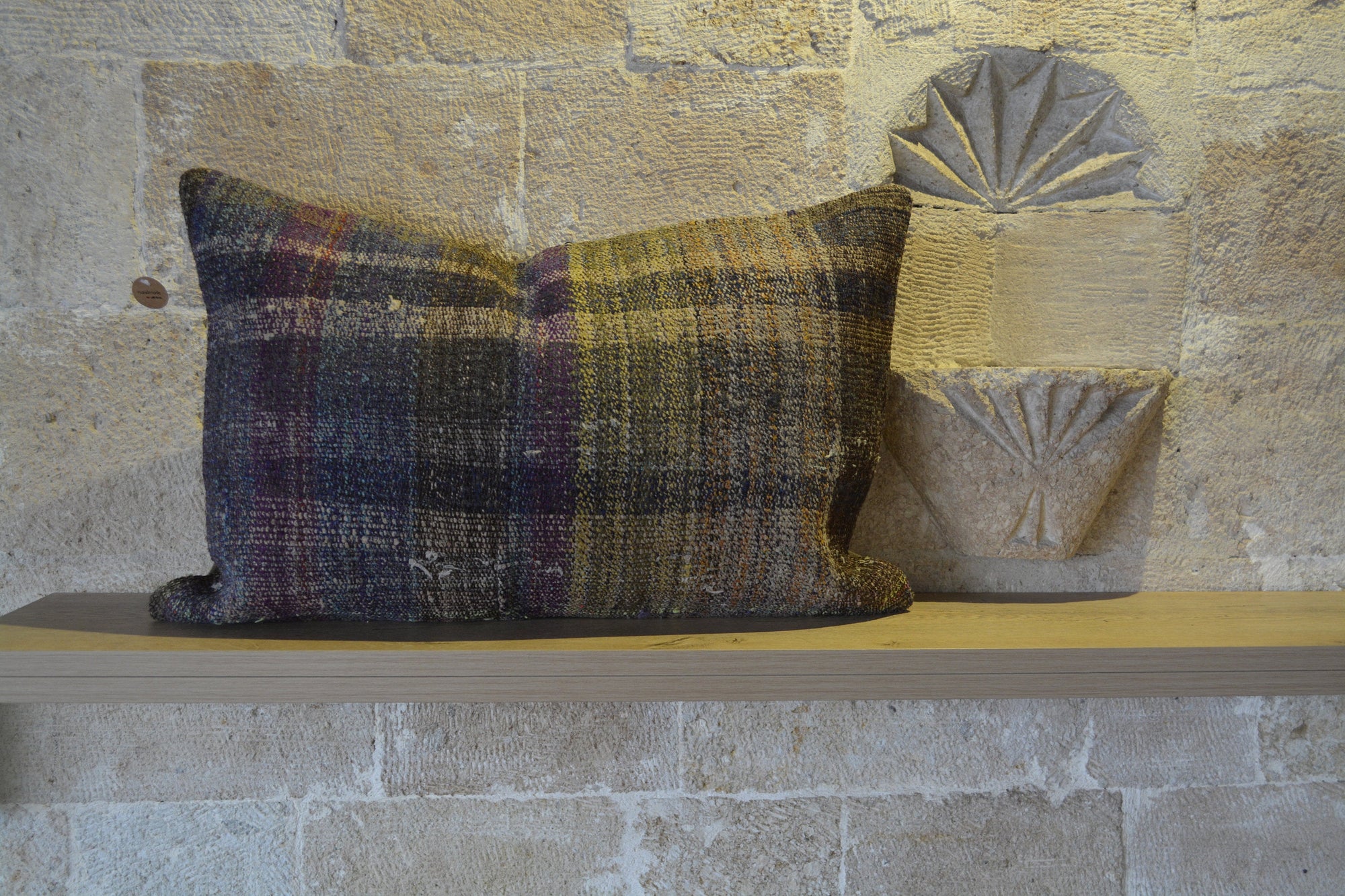 Purple Boho Cushion, Small Turkish Cushion, Floral Cushion, Cheap Cushion, Navy Blue Cushion,     16”x24” - EA306