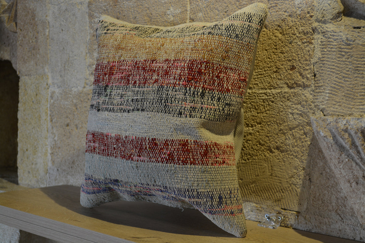 Kilim Pillow Covers, Embroidered Cushion, Boho Cushion Kilim, Boho Fabric Kilim, Cushion Ethnic Cushion,   16”x16”- EA413