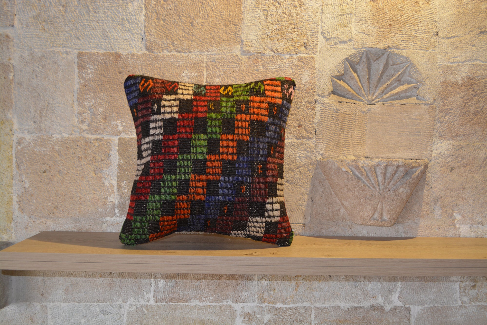 Sofa Pillow, Lumbar Pillow, Aztec Pillow, Turkish Pillow  Colored Pillow, Kilim Pillow Lumbar, Throw Pillow Boho,     16”x16”- EA434
