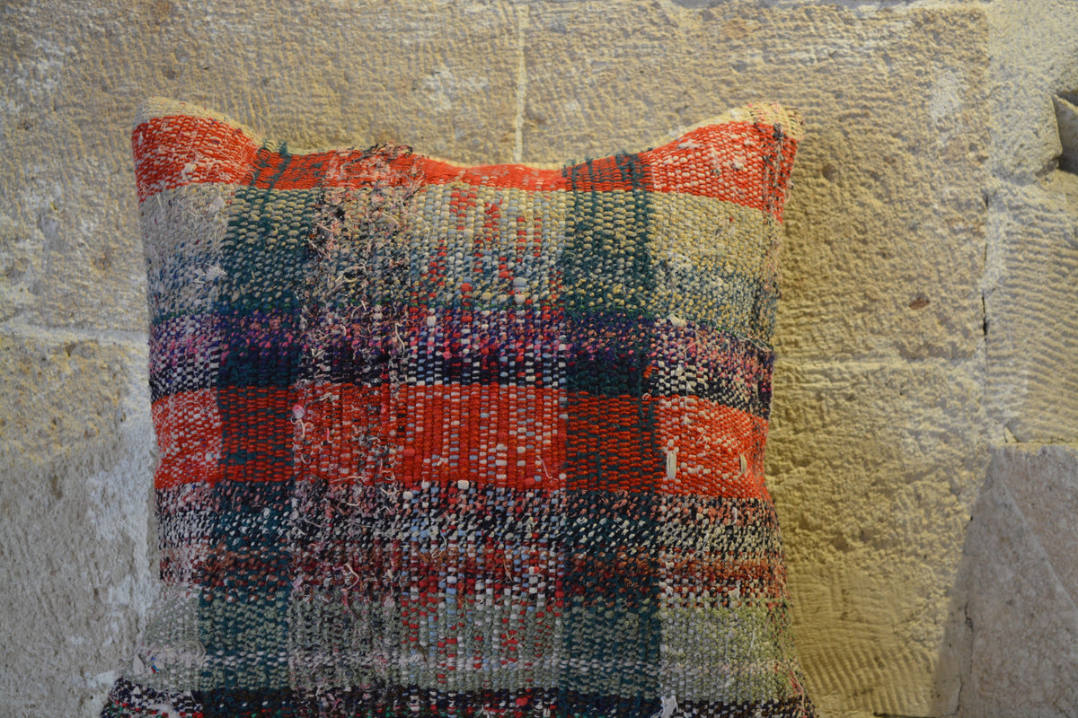 Cushion Pillow, Colorful Pillow, Boho Cushion Kilim, Monogram Pillow, Colourful Pillow, Embroidery Pillow,      16”x16”- EA435