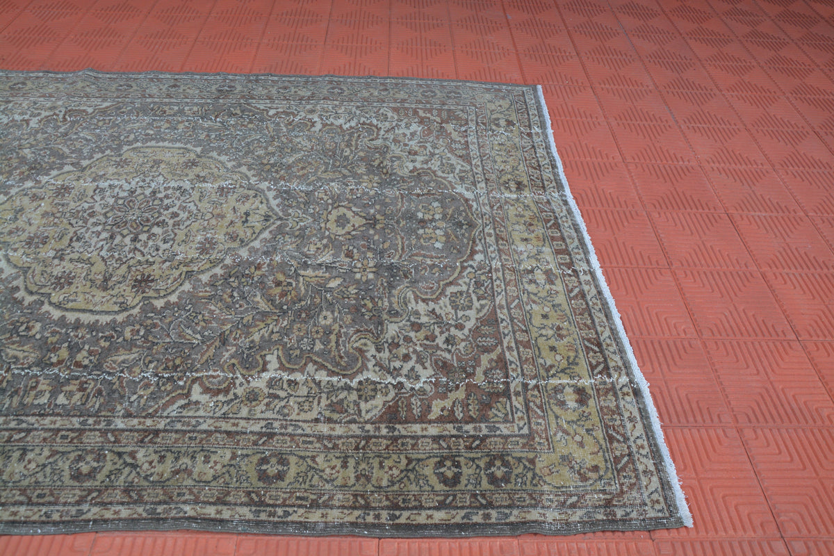 Oriental Rug, Brown Persian Style Rug, Turkish Carpet Rug, Tapis Berber, Oriental Turkish Rug, Large  Rustic Rug,   6.8 x 9.5 Feet AG1341