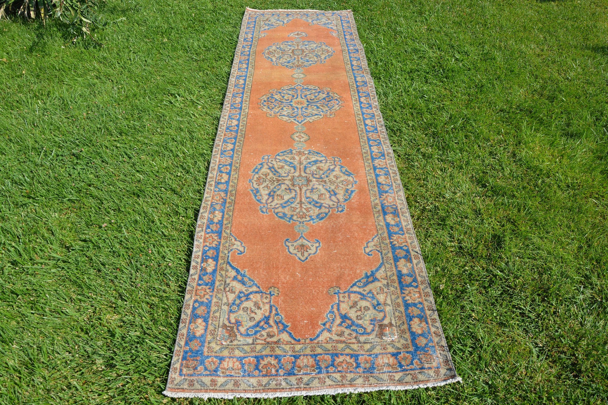 Turkish Wool Runner Rug, Floor Rug, Anatolian Rug, Vintage Rugs, Oriental Rug, Turkey Boho Vintage Turkish Rug,     2.9 x 10.9 Feet AG1355