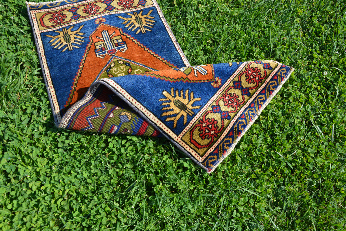 Small Turkish Rug, Area Rug, Vintage Rugs, Bohemian Oriental Turkish Rug, Oushak Rug, Antique Rug,           1.4 x 3.9 Feet AG1385