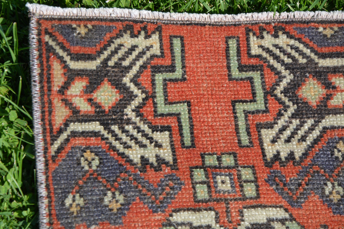 Turkish Small Rug, Oushak Rug, Moroccan Rug,  Oriental Rug, Small Turkish Rugs,  Vintage Oriental Rug,           1.2 x 2.8 Feet AG1397