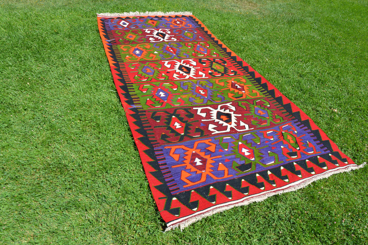 Oushak Kilim Rug, Anatolian Kilim Rug, Wool Kilim, Antique Kilim Rug, Oriental Rug, Vintage Rugs, Oushak Rug,     5.1 x 10.8 Feet AG1435