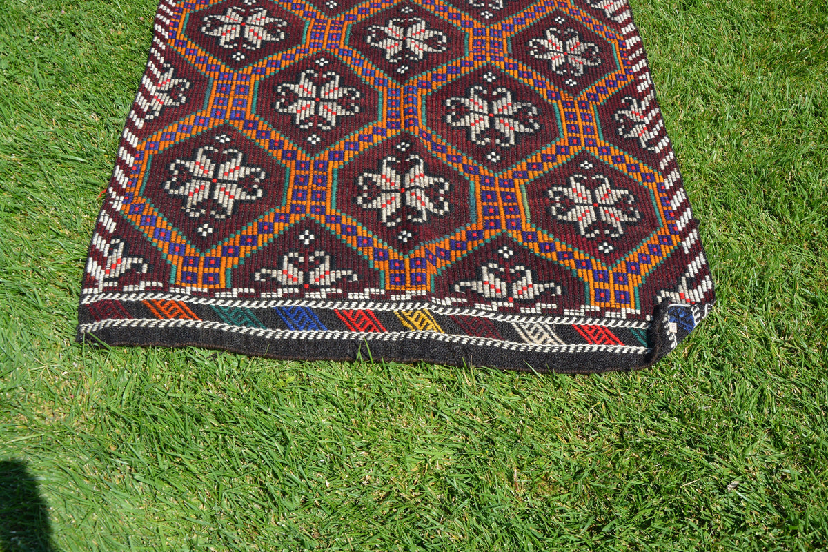 Turkey Kilim Rugs, Oriental Rug, Turkish Kilim Rug, Berber Teppiche, Antique Rug, Oriental Rug, Vintage Kilim Rugs,   4.1 x 10.1 Feet AG1439