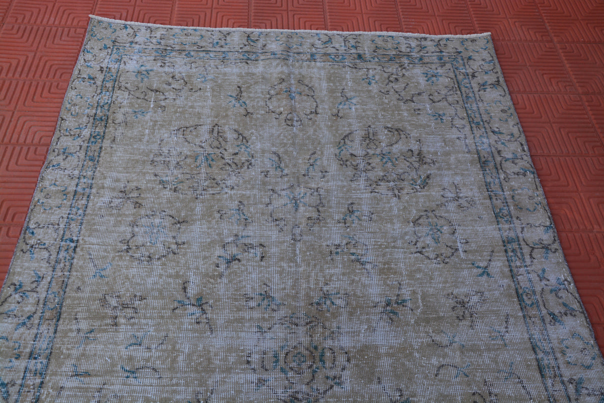 Vintage Rug, Oriental Rug, Turkey Rug 8x5, Pastel Tribal Kilim Rug, Berber Teppiche, Ethnic Floral Rug,        5.0 x 8.3 Feet AG1511