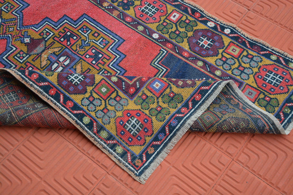 Turkey Vintage Rugs, Tapis Berber, Vintage Turkish Rug, Blue Rug, Persian Style Rug Design, Oushak Rug,          3.6 x 6.6 Feet AG1530