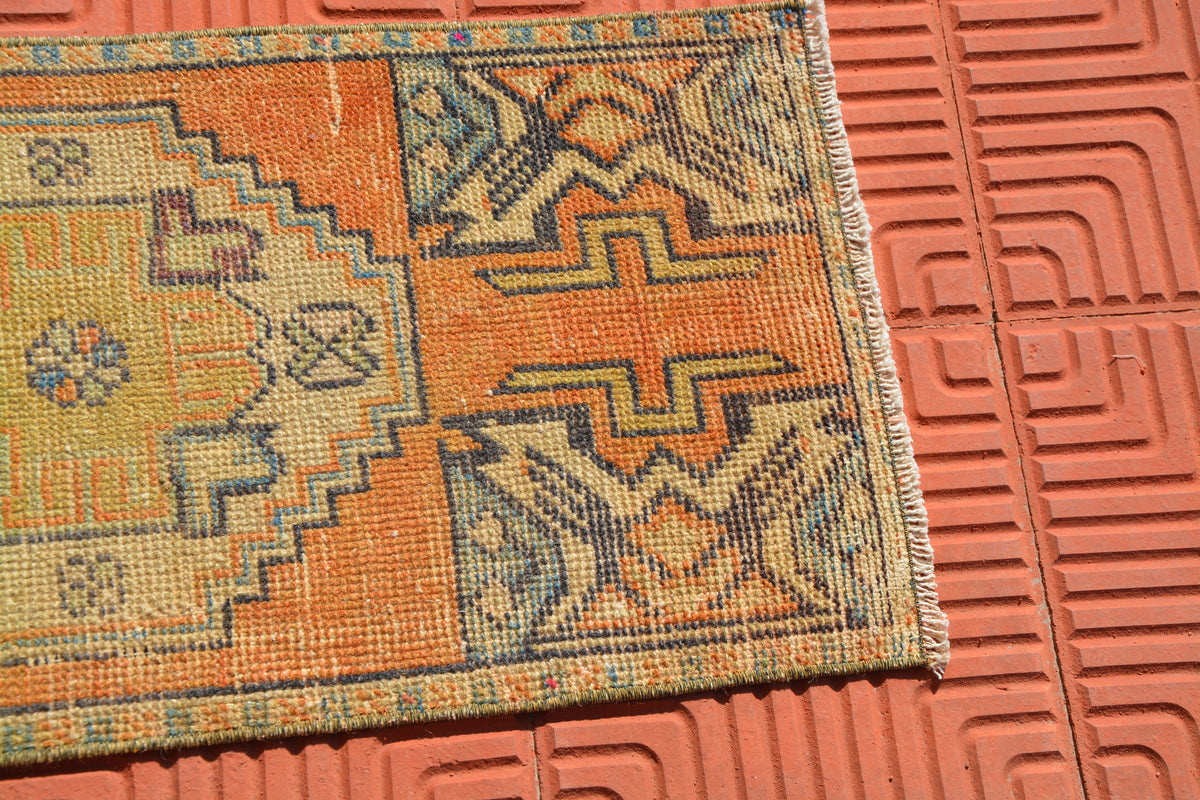 Turkish Rug,Turkish Oushak Rug, Small Persian Style Rug, Faded Rug, Decorative Area Rug, Bohemian Rug,             1.3 x 2.9 Feet AG1602