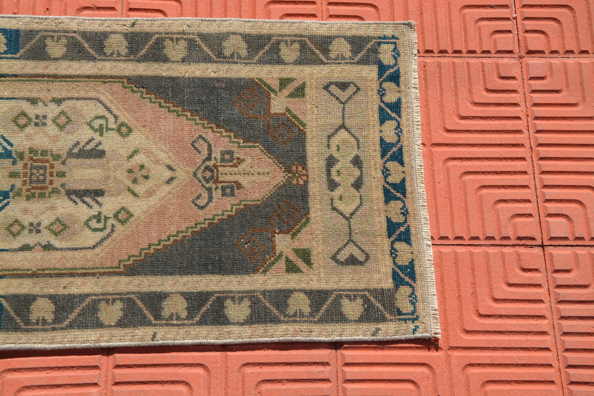 Turkish Rug,Handmade Doormat Rug, Antique Rug, Moroccan Rug, Vintage Turkey Rug, Oriental Rug, Morrocan Rug,      1.6 x 3.5 Feet AG1626
