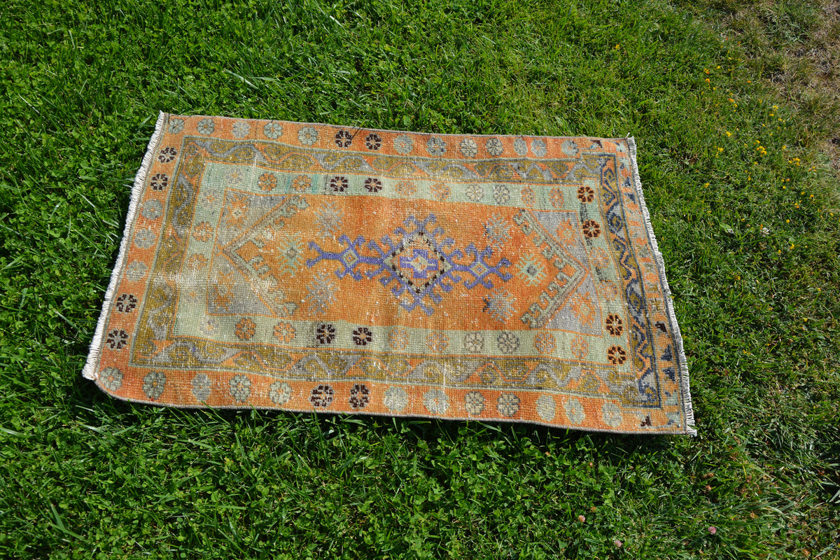 Oriental Rug, Vintage Turkish Rug, Oushak Vintage  Area Turkish Rug, Handmade Rug, Wool Rug, Rug Bohemian,   2.1 x 3.4 Feet AG1325