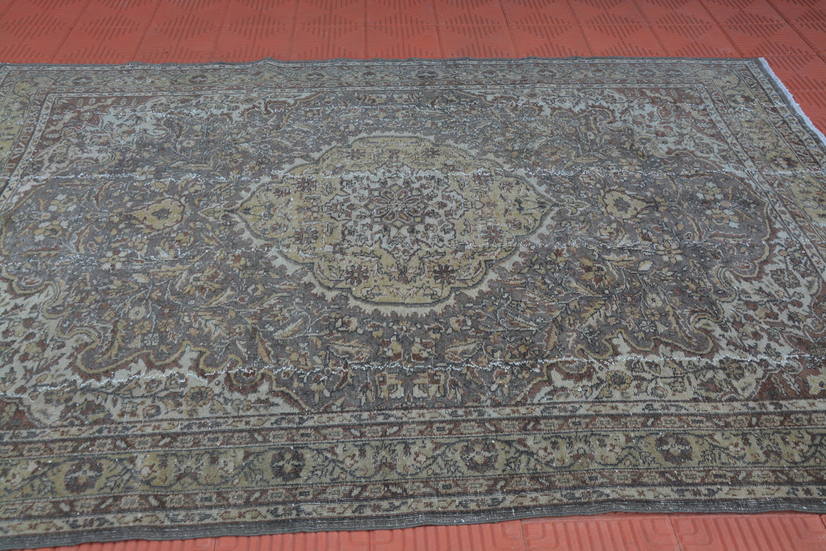 Oriental Rug, Brown Persian Style Rug, Turkish Carpet Rug, Tapis Berber, Oriental Turkish Rug, Large  Rustic Rug,   6.8 x 9.5 Feet AG1341