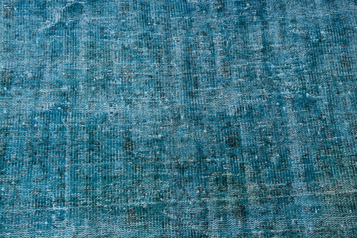 Turquoise Turkish Overdyed Rug, Boho Decor Vintage Oriental Rug, Vintage Turkish Rugs, Blue Rug,     5.4 x 9.0 Feet AG1343