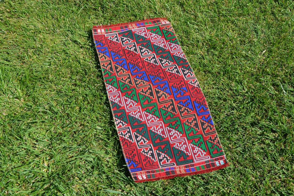 Small Anatolia Turkish Rug, Vintage Rugs, Pink Oushak Kilim, Home Decor Rug, Carpet Rug, Low Pile Rug, 1.4 x 2.8 Feet AG1376