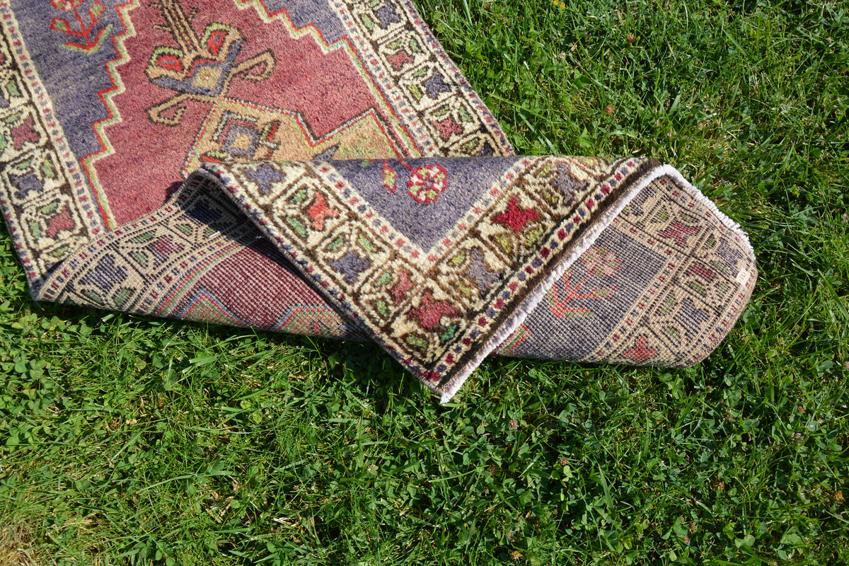 Berber Rug, Nomadic Rug, Small Size Rug, Rustic Rug, Vintage Turkish Rug, Distressed Rug, Hand knotted Rug,      1.6 x 3.4 Feet AG1391